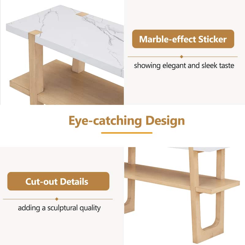 Retro Narrow Console Table with Open Shelf