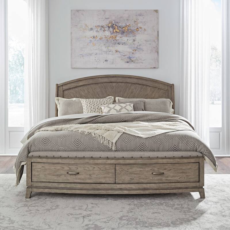 Avalon Burnished Beige Oak Panel Storage Bed - King or Queen - King
