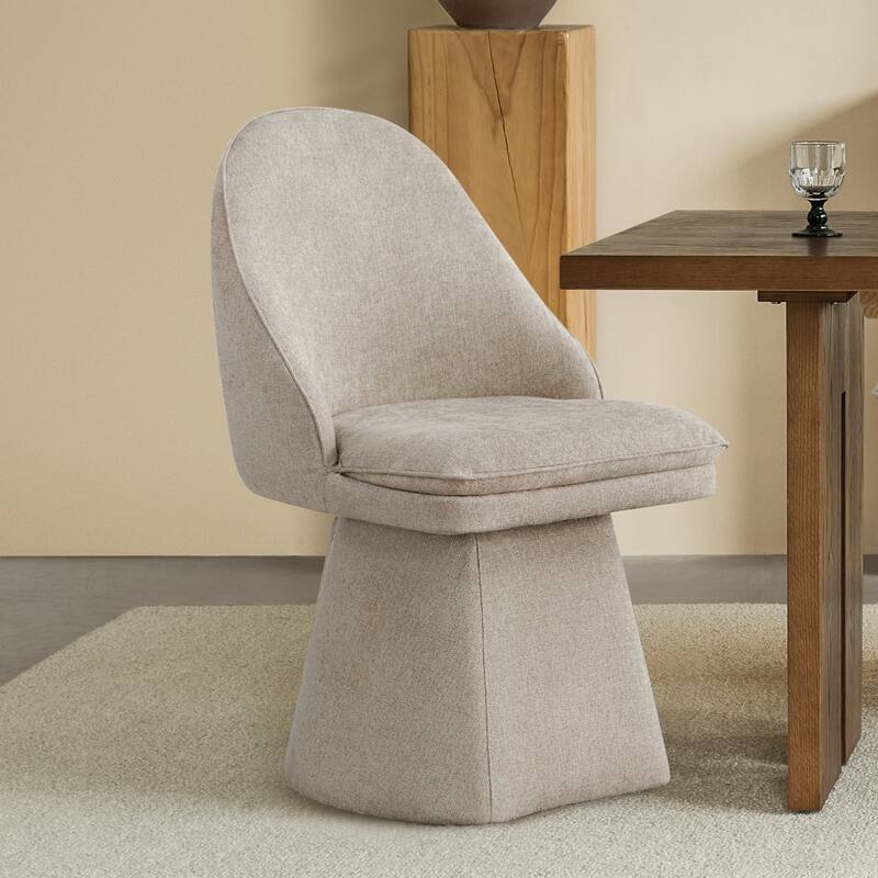 Darah Upholstered Swivel Armless Dining Chair Double-layered Cushions - Single - Khaki