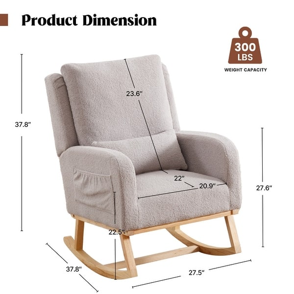 dimension image slide 2 of 8, HOMYKA 27.5" Wide Rocking Chair for Nursery