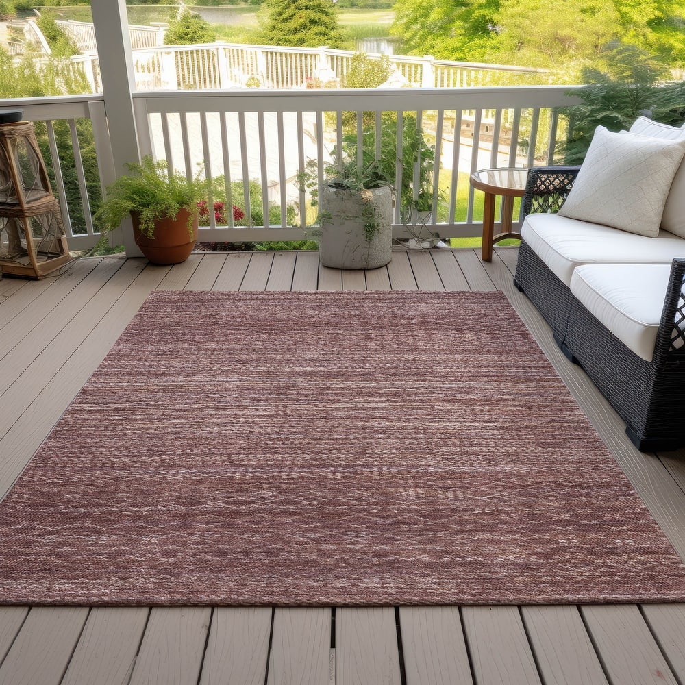 Machine Washable Indoor/Outdoor Modern Trellis Chantille Rug