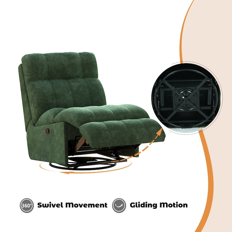 360° Swivel Rocker Recliner Chair Chenille Upholstered Manual Recliner