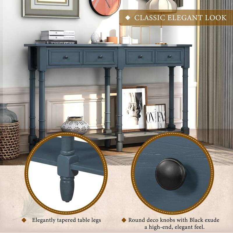 Console Table Sofa Table with 2-Drawers and Bottom Shelf