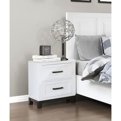 White Finish Nightstand with 2x Storage Drawers 1pc
