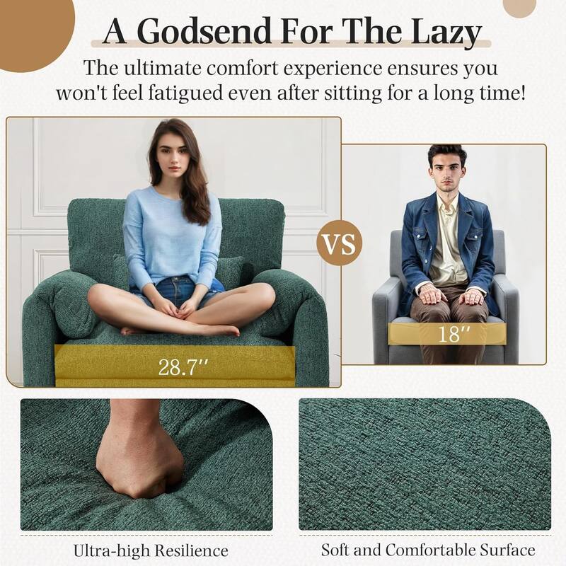 AECOJOY Oversized Armchair, Mid Century Accent Chair, Comfy Upholstered Single Sofa, Extra Wide Reading Chairs for Living Room