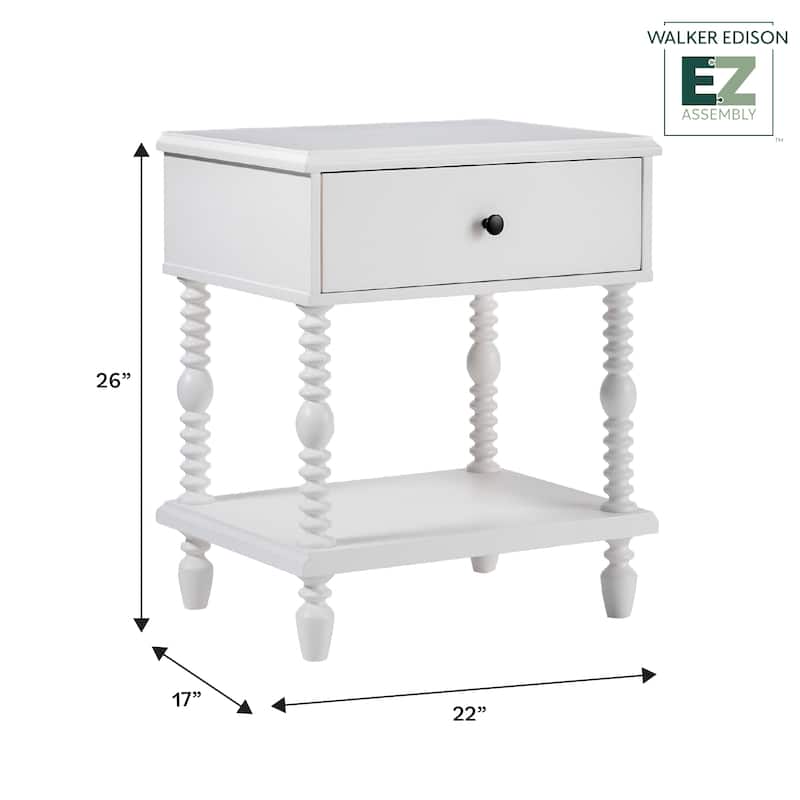 Walker Edison Easy Assembly Solid Wood 1-Drawer Nightstand