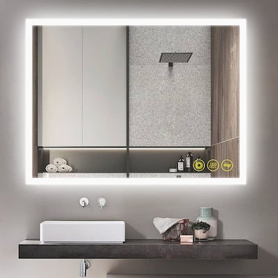SmartGlow 36x48" Rectangular Dimmable LED Frameless Anti-Fog Bathroom Vanity Mirror - Clear