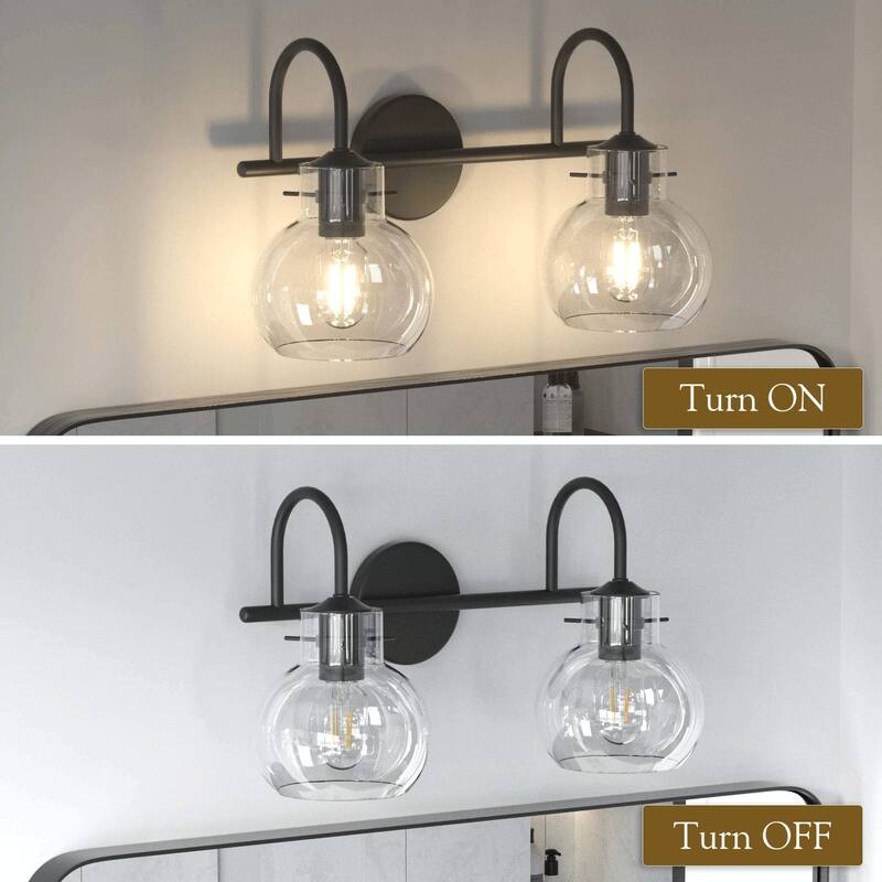 Modern 2/3/4 Bathroom Vanity Lights Clear Globe Glass Shade