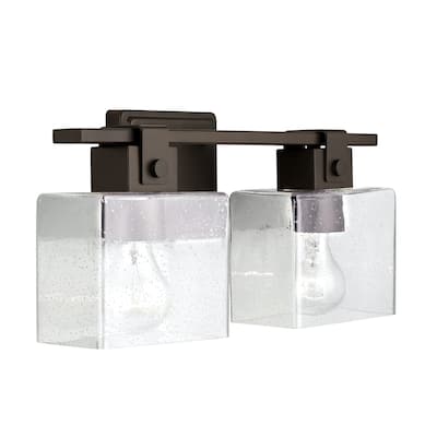 Graham 2-light Oil Rubbed Bronze Bath/ Vanity Fixture w/ Clear Seeded Glass