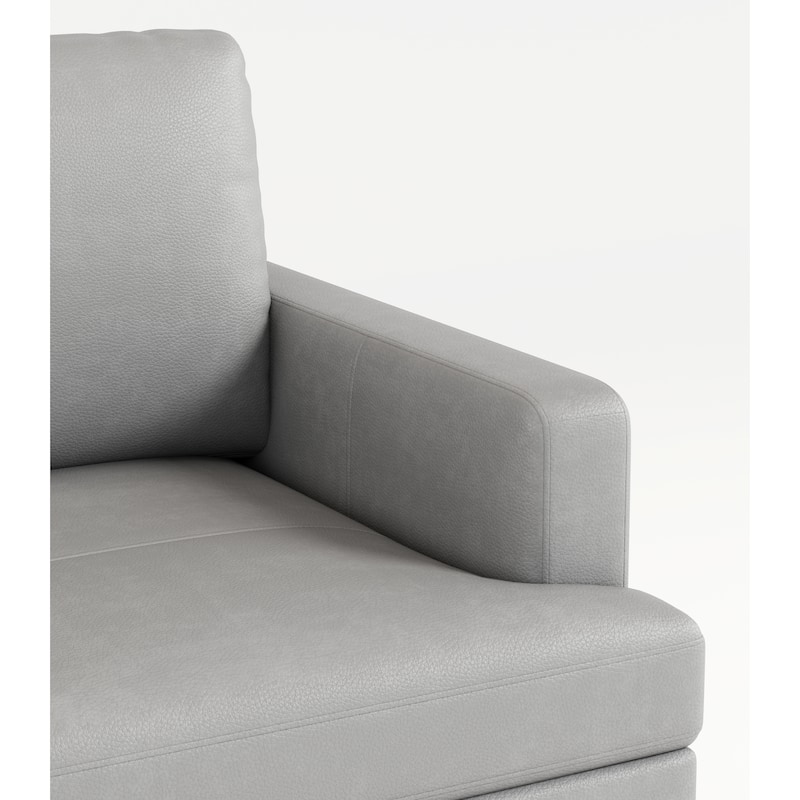 77" Genuine Leather 3 Seater Sofa Couch with USB Charger, High-Resiliency Cushions and Black Metal Legs