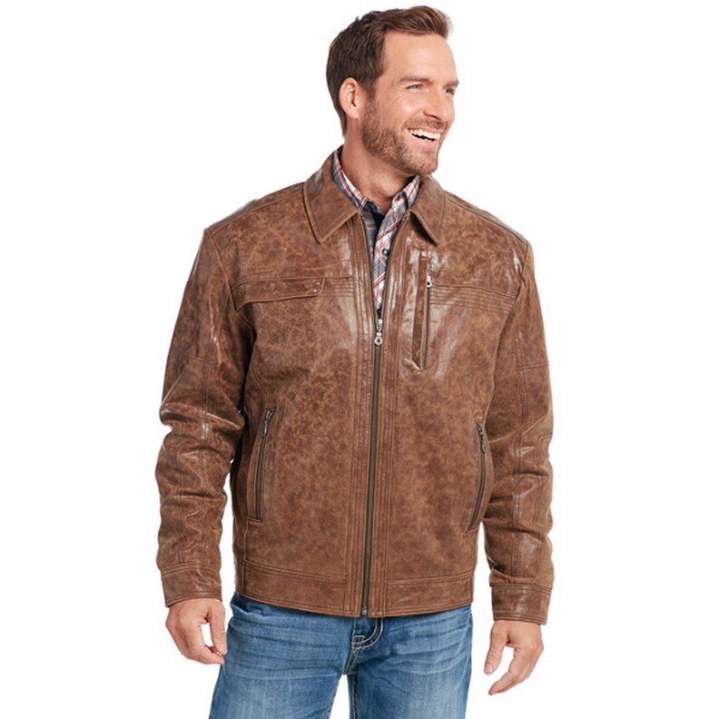 Scully Distressed Brown Leather Jacket Womens