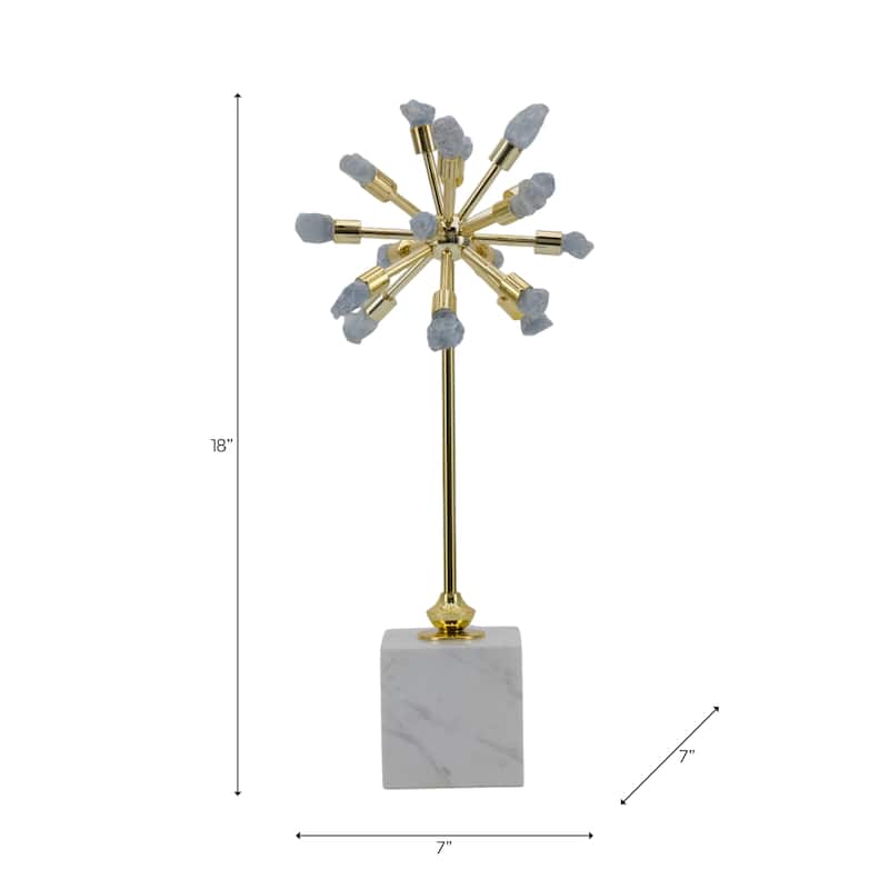 Abstract Metal and Stone Starburst Decorative Object Sculptural Design