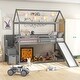 preview thumbnail 19 of 25, Twin over Twin Bunk Bed with Slide and 2-Step Storage Staircase Grey