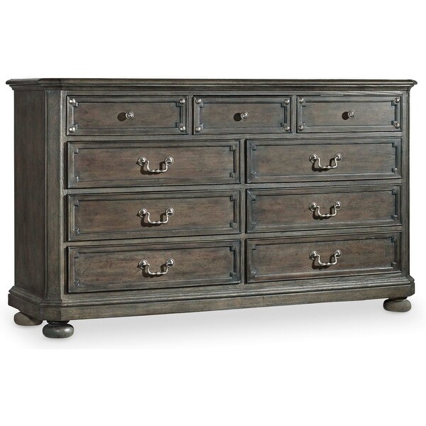 Hooker Furniture 5700-90002 72" Wide 9 Drawer Hardwood Dresser from the Vintage West Collection - Dramatic Dark Charcoal