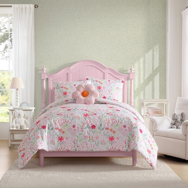 slide 2 of 8, Laura Ashley Kids Sunshine Flowers Pink Comforter Bonus Set