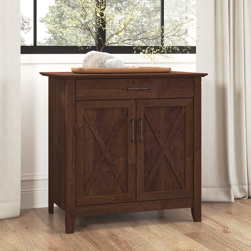 Key West Secretary Desk with Storage Cabinet by Bush Furniture - Bing Cherry