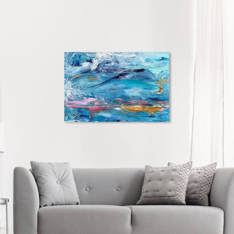Wynwood Studio Canvas Abstract Indigo and Rising Sun Flourish Blue and Metallic Gold Modern & Contemporary Wall Art Canvas Print - 30 x 45