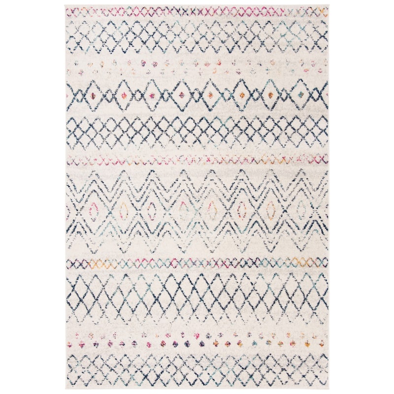 SAFAVIEH Madison Gemma Moroccan Boho Rug - Ivory/Dark Blue - 5' 3" x 7' 6"