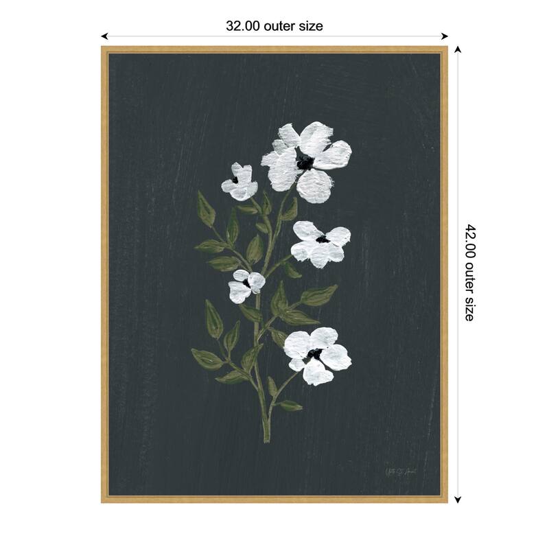 Pretty Little Flower III Black by Yvette St. Amant Framed Canvas Wall Art Print - 32 x 42 in