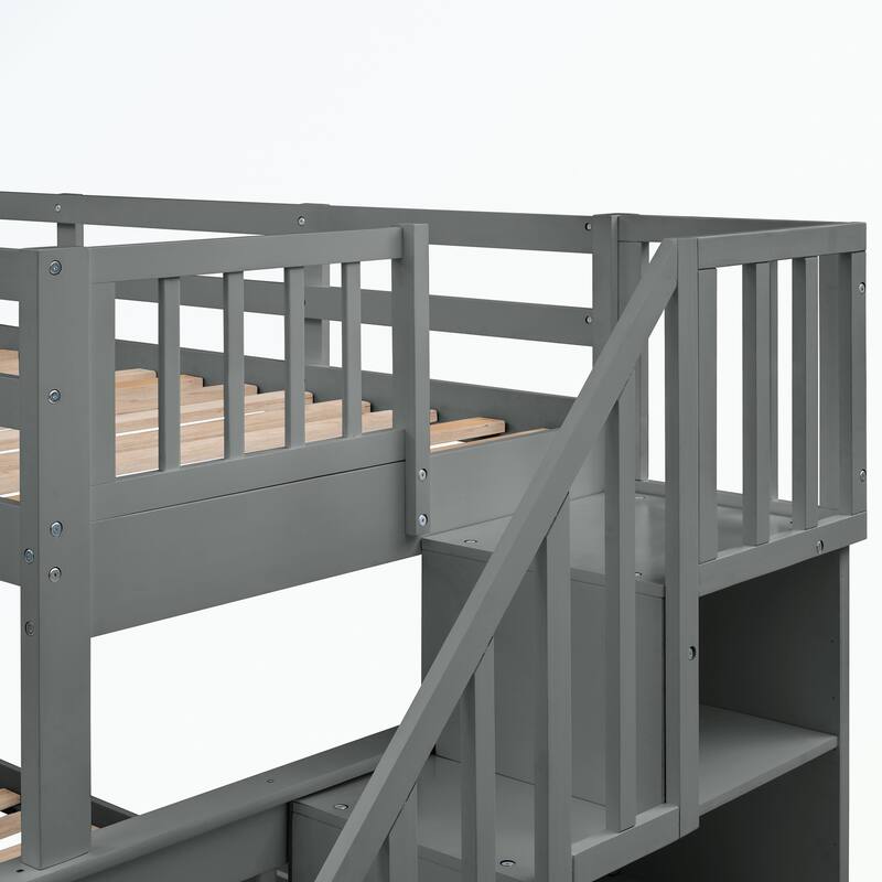 Stairway Twin-Over-Full Bunk Bed with Twin size Trundle