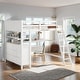 preview thumbnail 2 of 17, Full size Loft Bed with Drawers, Built-in Desk and Shelves, White