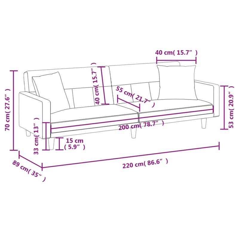 vidaXL Sofa Bed Loveseat Convertible Sofa Bed with Cushions for Studio Fabric - 86.6" x 35" x 27.6"