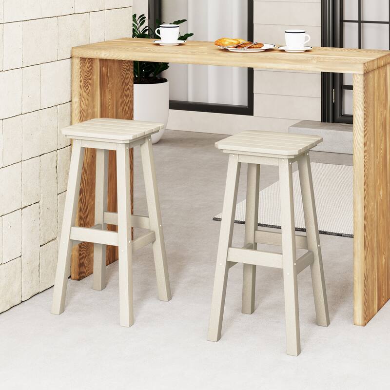 Polytrends Laguna Hdpe All Weather Outdoor Patio 29" Square Bar Stool (Set Of 2)