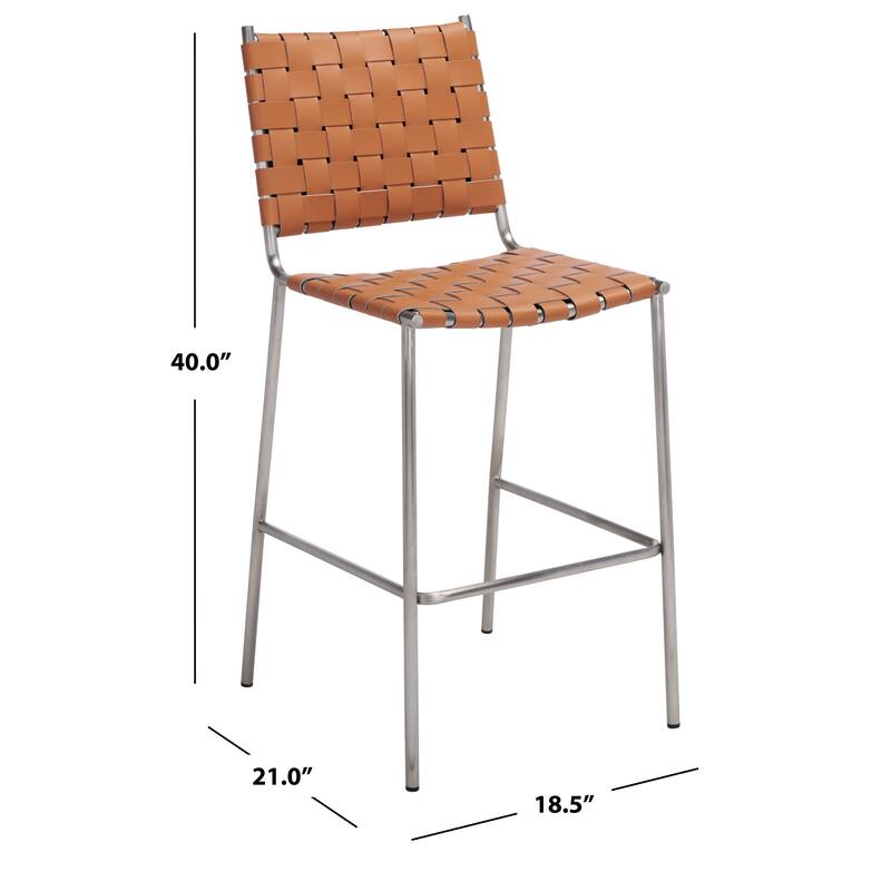 SAFAVIEH Malissie Woven Counter Stool - 18.5" W x 21" L x 40" H - 19Wx21Dx40H
