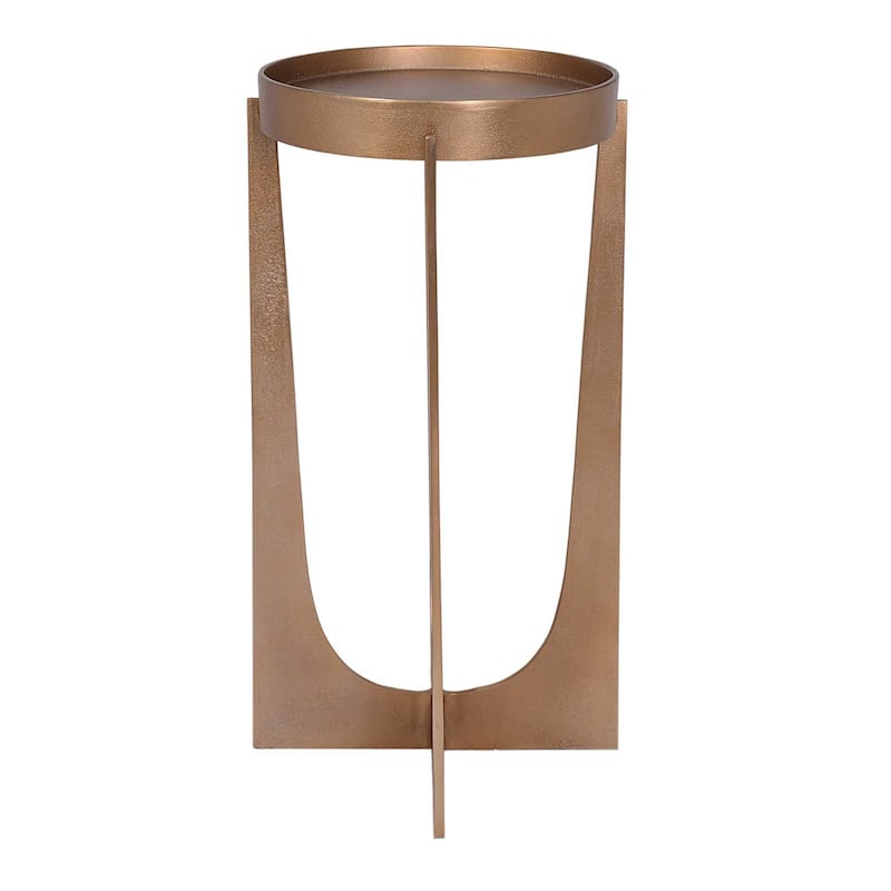 Silver Orchid Brass Round Pedestal Accent Table