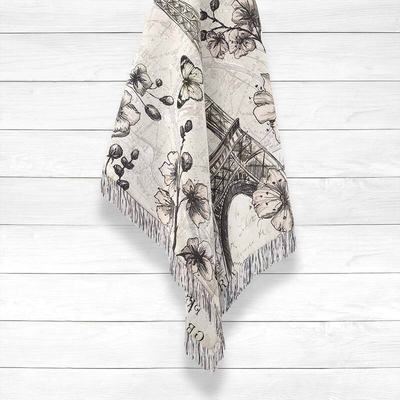 Laural Home Paris in Bloom Woven Throw with Fringe Edge