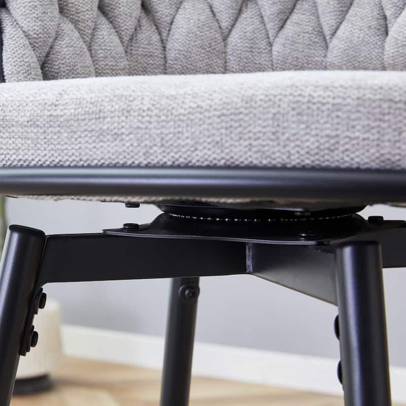 Roomfitters Swivel Bar Stools with Linen Cushions and Black Iron Frame, Set of 2