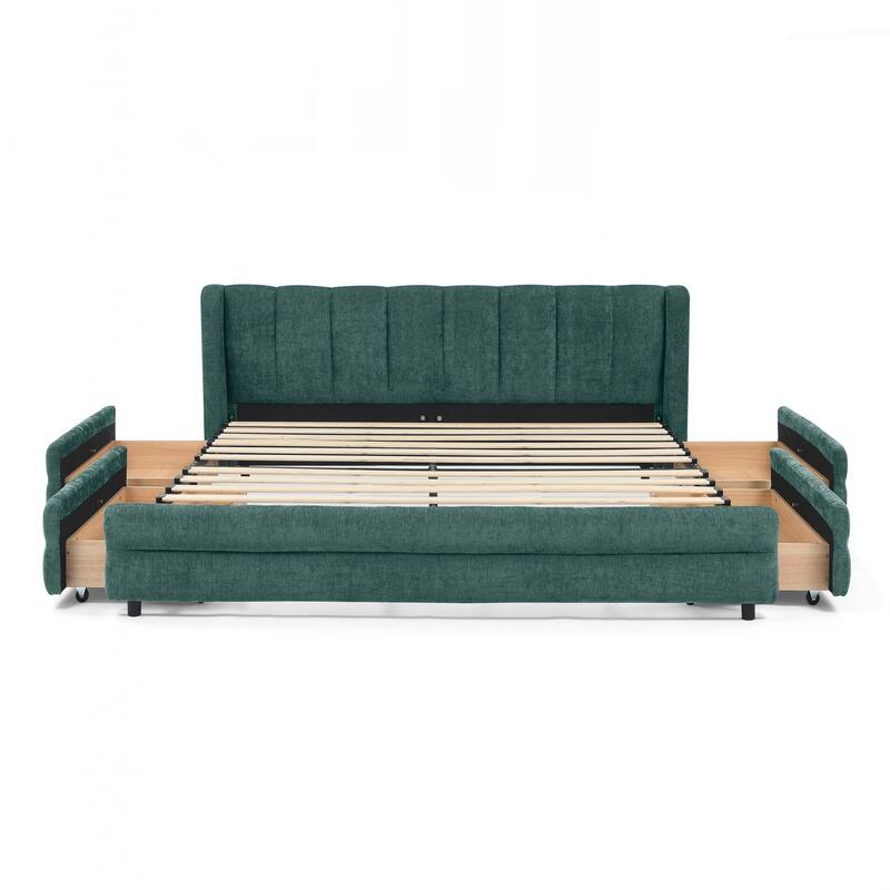 Queen Size Upholstered Bed Frame with Thick Fabric