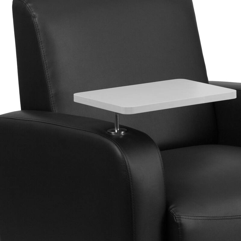 LeatherSoft Guest Chair with Tablet Arm, Front Wheel Casters and Cup Holder