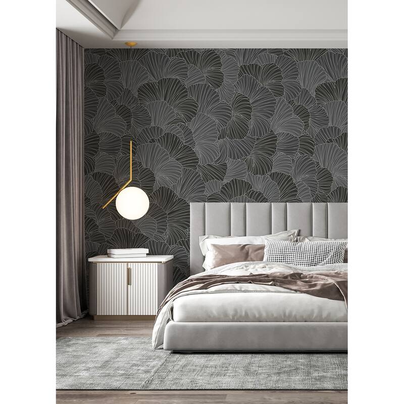 REMIX Walls by Katie Hunt Petals Charcoal Grey Wall Mural