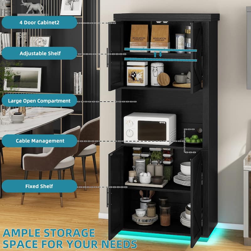 Kitchen Food Pantry Storage Cabinet with 4 Doors
