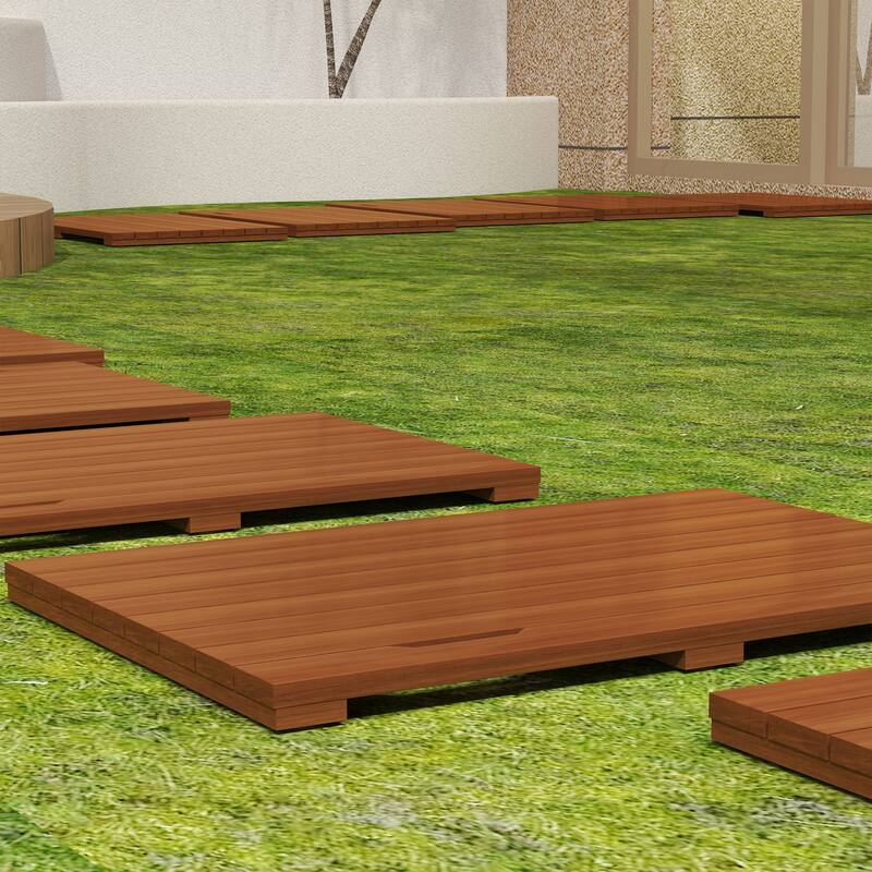 Solid Teak Wood Bathroom Shower Mat Bathroom Anti-Slip Mat For Bathroom, Outdoor "L23.6-W15.7"