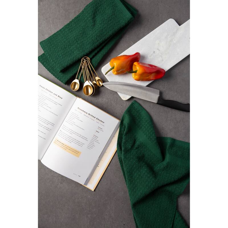 DII Solid Terry Waffle Dishtowel Set of 4