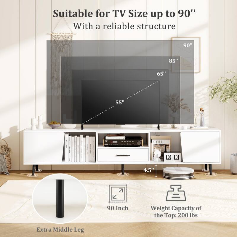 Gymax 79'' TV Stand for TVs up to 90 Inches Entertainment Center w/ AC