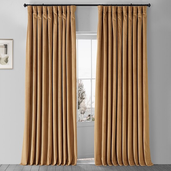 Exclusive Fabrics Amber Gold Velvet Blkt Extra Wide Curtain Panel. Opens flyout.