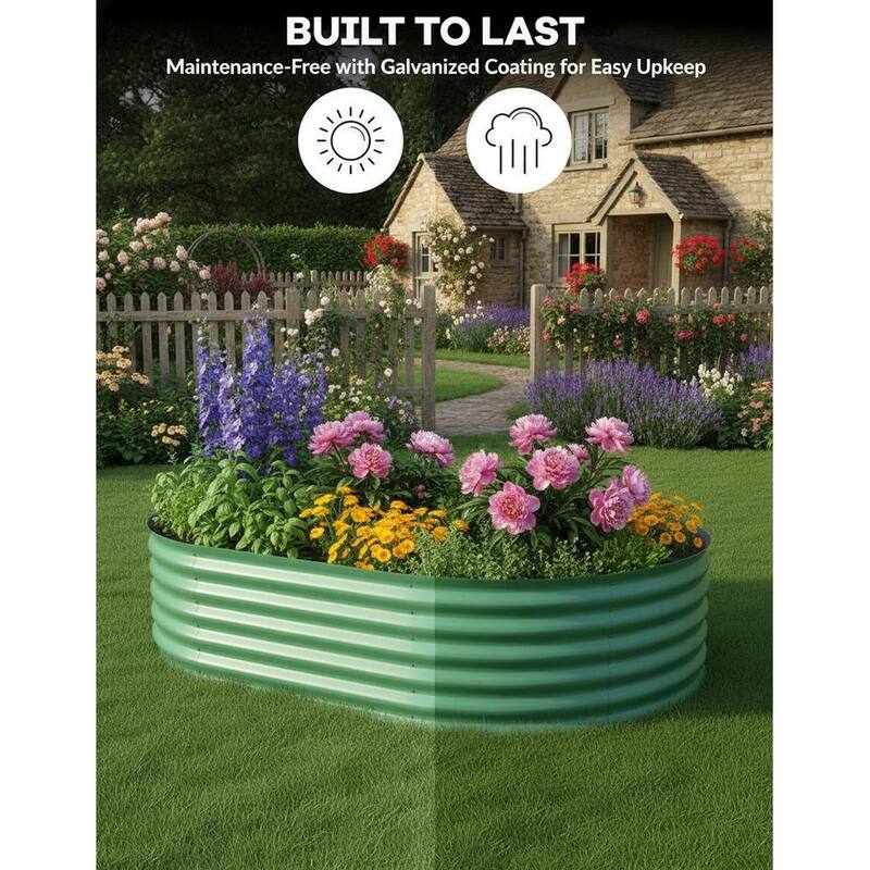8x4x1.5ft Galvanized Steel Raised Garden Bed