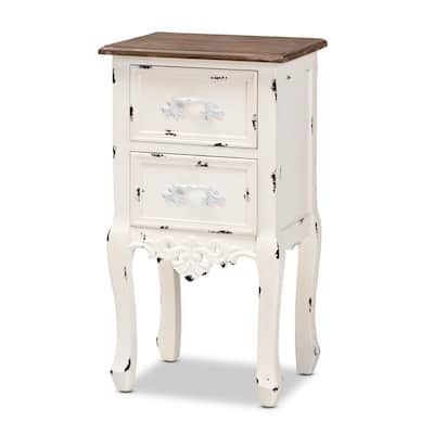2-Drawer Nightstand - Classic Wood Night Table with Storage - Traditional Bedside Table