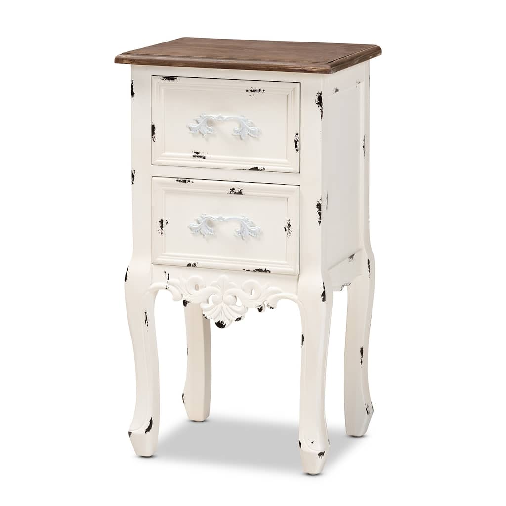 2-Drawer Nightstand - Classic Wood Night Table with Storage - Traditional Bedside Table