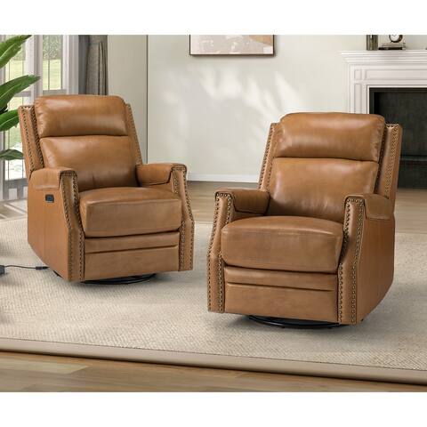 HULALA HOME Transitional Electric Recliner Set for Seniors with Metal Base Set of 2