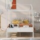 preview thumbnail 23 of 65, Wood Playhouse Bed wSemi-enclosed Roof, Headboard, Footboard Storage White - Full