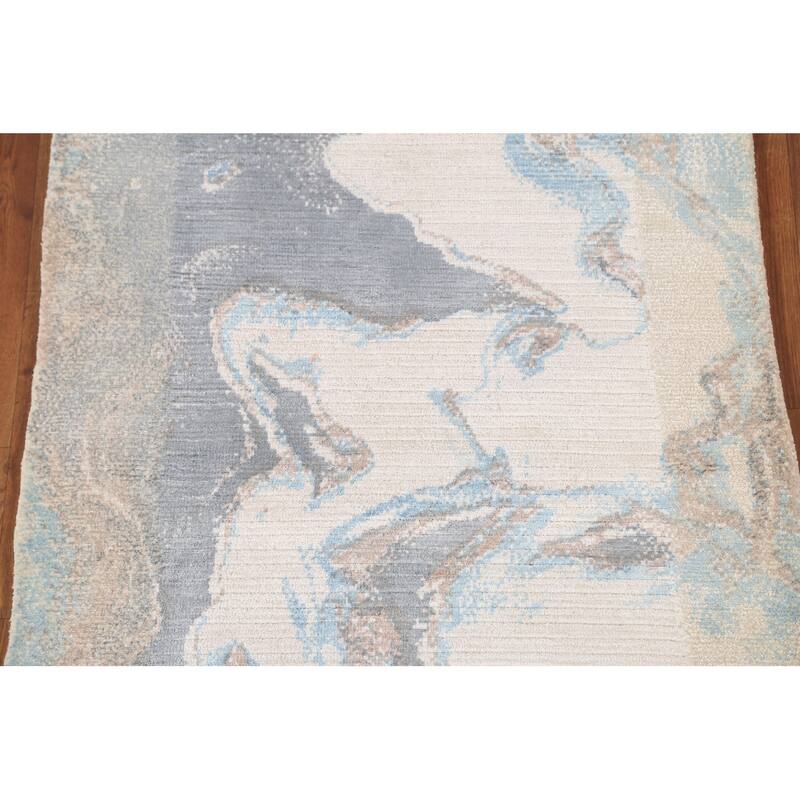 Modern Indian Abstract Accent Rug Handmade Wool Carpet - 2'9"x 4'10"