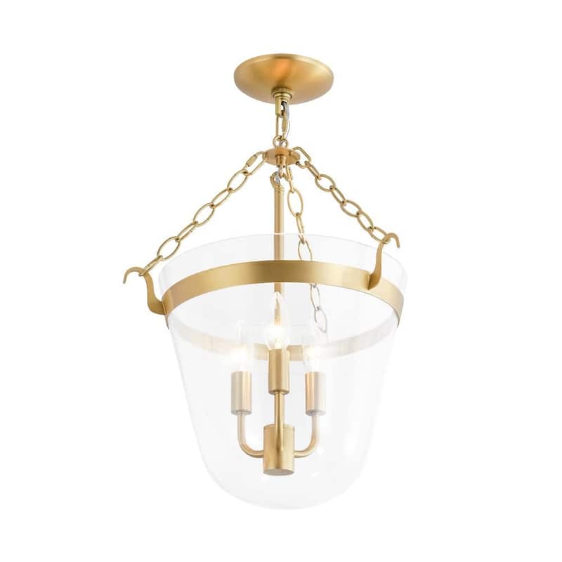 Heritage Glass Bell Jar Cage Pendant Semi Flush Ceiling Light