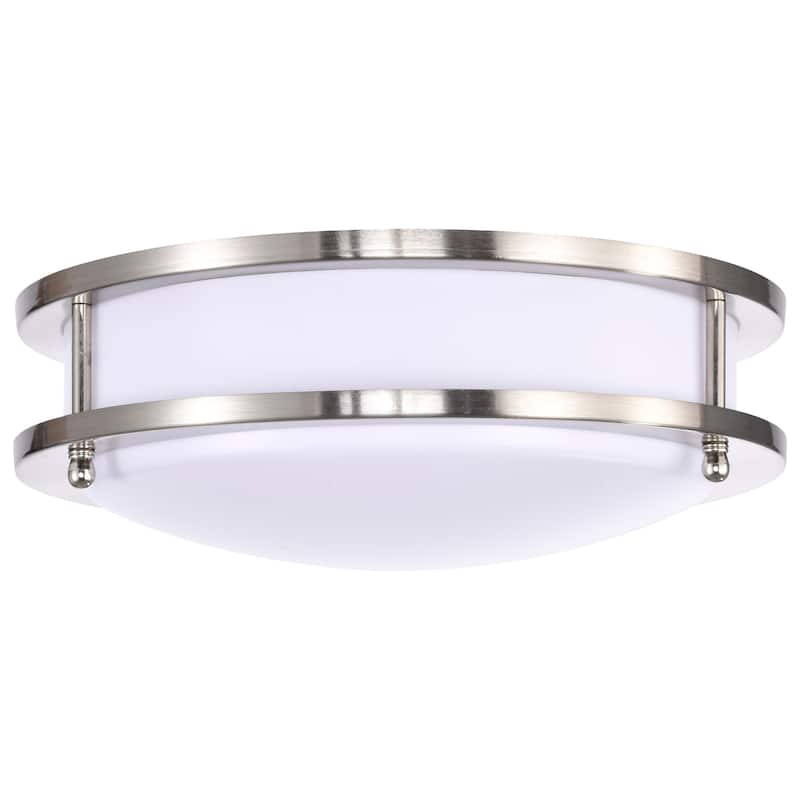 Glamour LED 10 inch Flush Mount Fixture Brushed Nickel Finish CCT Selectable 3K/4K/5K - Brushed Nickel