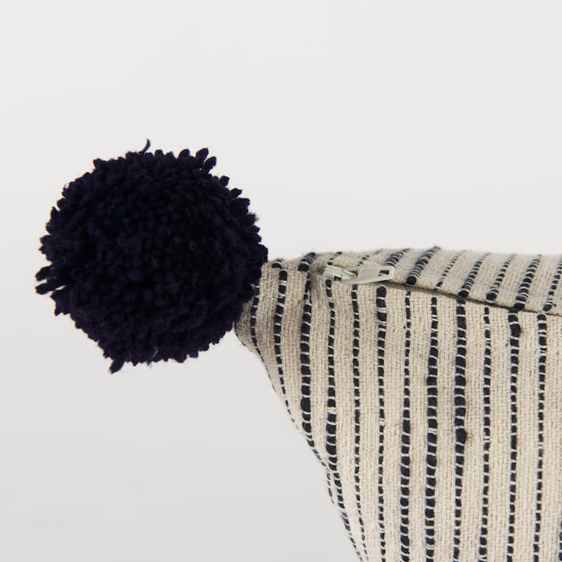 Krystal Cream/Black Pom Pom Decorative Pillow Cover