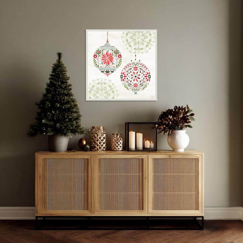 Festive Season VII by Dina June (22 x 22 in.), Framed Canvas Wall Art Print - Sylvie Beaded White