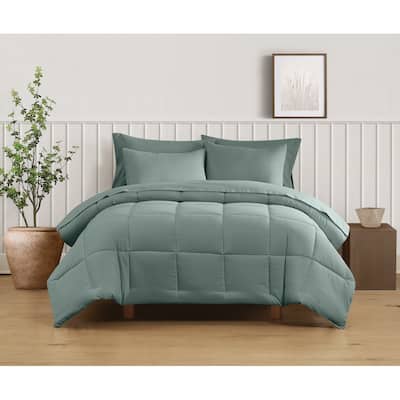 Truly Soft Green Recycled Solid Comforter Set